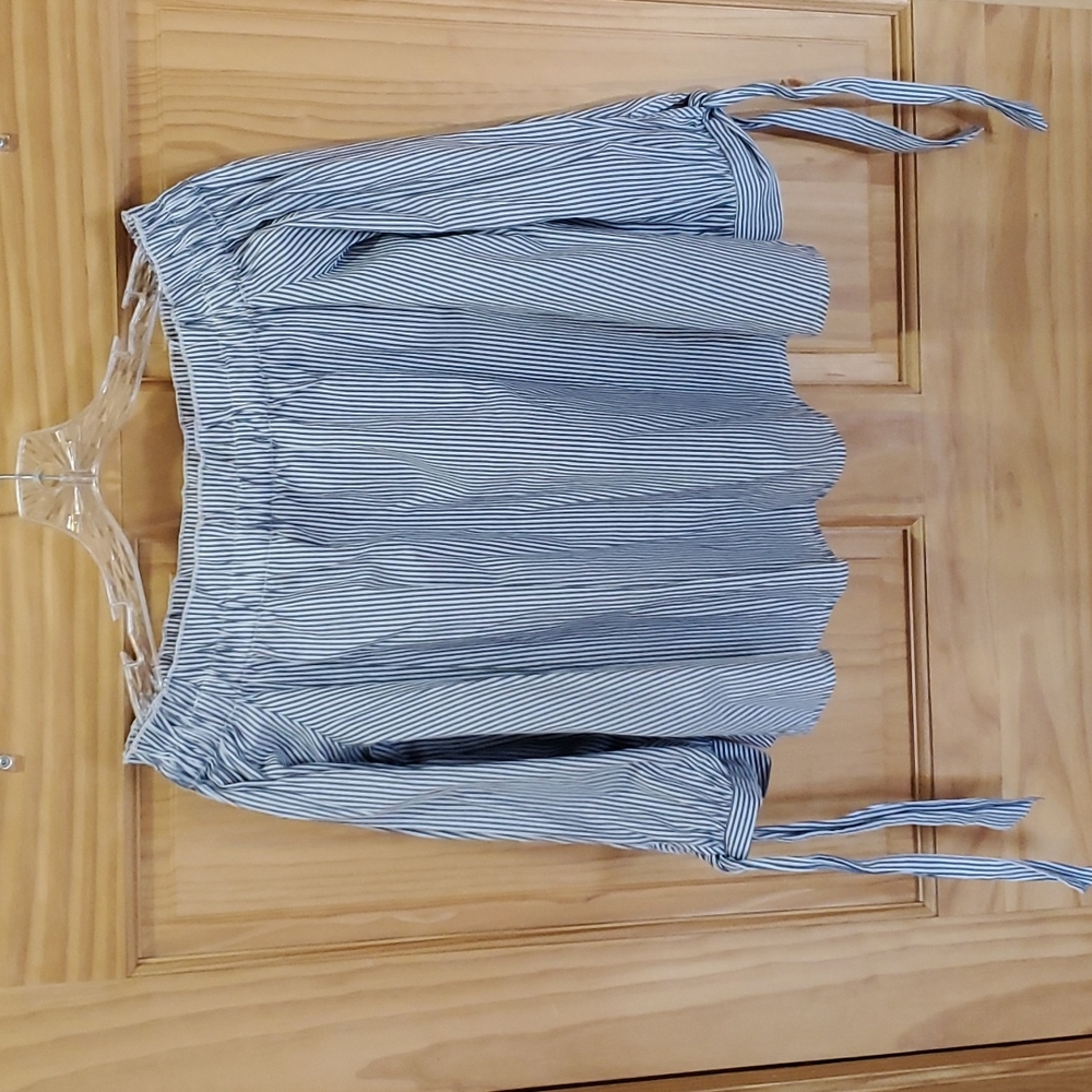 Pin striped/off the shoulder optional  blouse